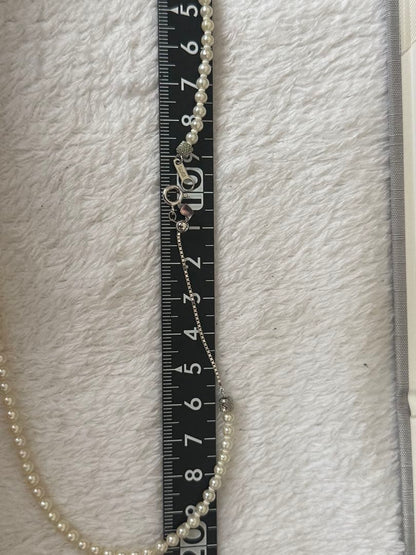 Akoya pearl necklace with 3.5-4mm pearls and silver SV sliding adjustable chain