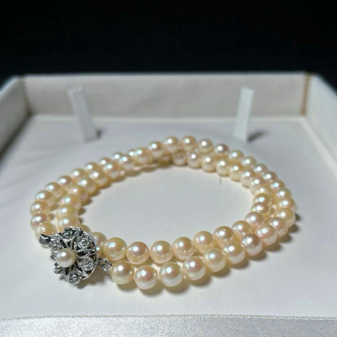 Akoya Pearl Teri Makii Necklace with 6.1 to 6.4 mm round white pearls and silver clasp