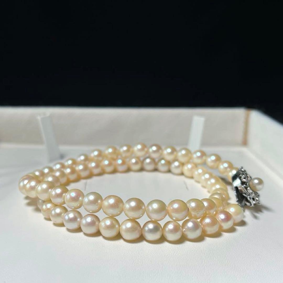 Akoya Pearl Teri Makii Necklace with 6.1 to 6.4 mm round white pearls and silver clasp