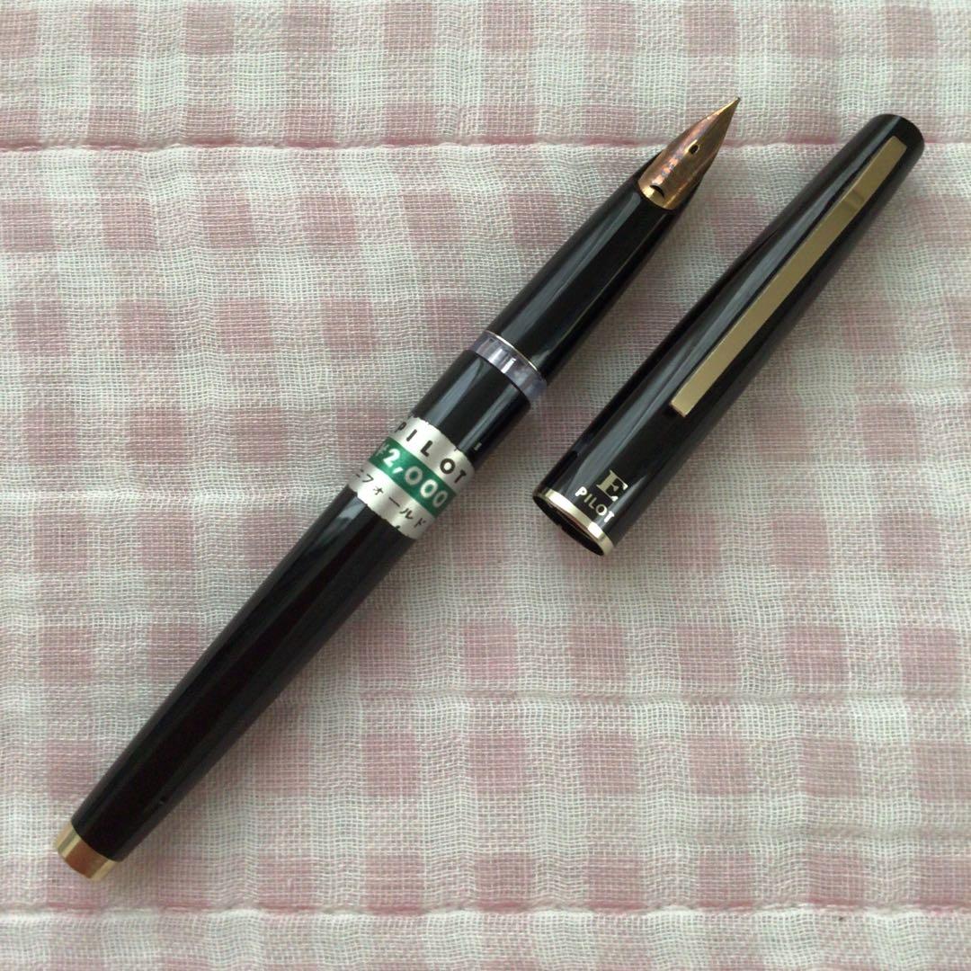 Pilot 14K gold Elite Manifold black fountain pen with cartridge style and slight nib tarnish