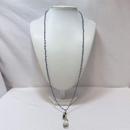 Agate EH Eva Hanusova Agete long necklace with 14K gold-filled magnetic metal and natural stone pendant on 72 cm chain