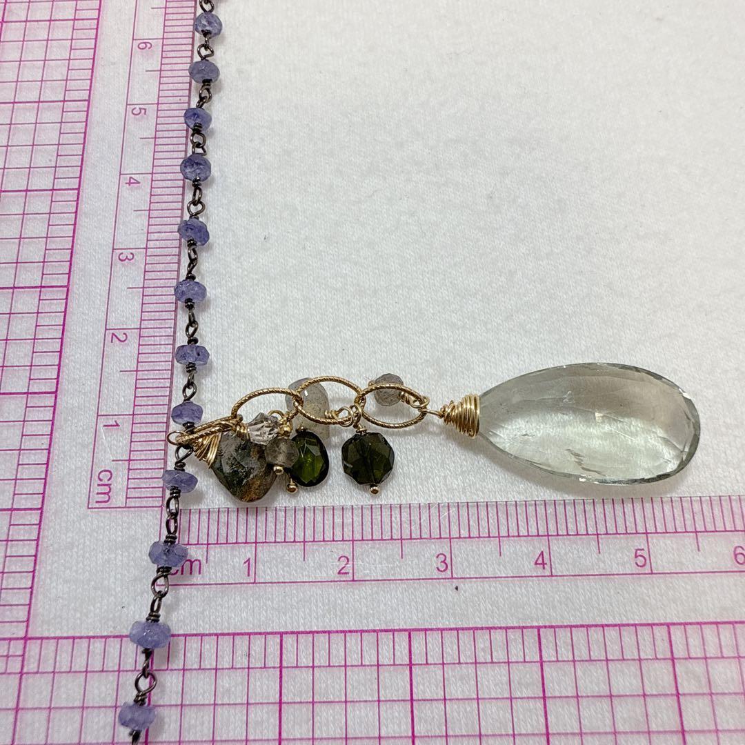 Agate EH Eva Hanusova Agete long necklace with 14K gold-filled magnetic metal and natural stone pendant on 72 cm chain