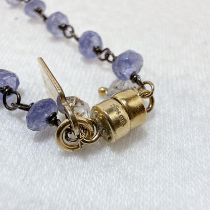 Agate EH Eva Hanusova Agete long necklace with 14K gold-filled magnetic metal and natural stone pendant on 72 cm chain