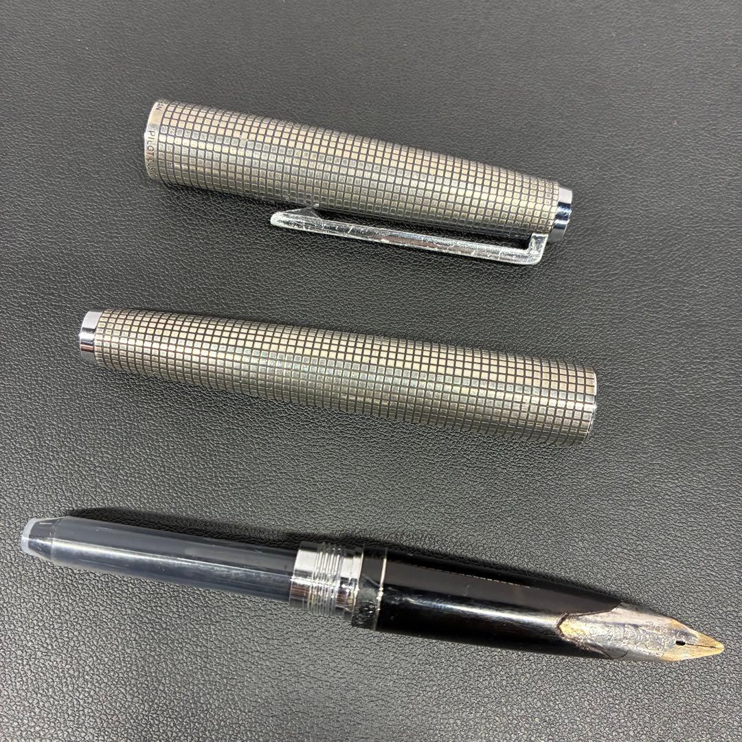 Pilot sterling silver fountain pen with silver body and classic nib shown on white background