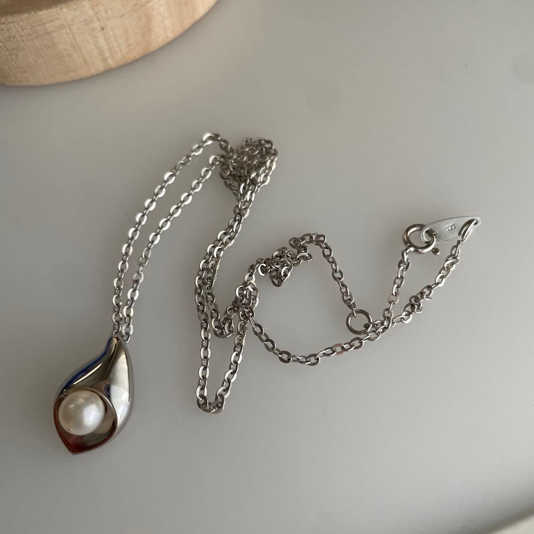 TASAKI Pearl necklace made of 925 silver with 45cm chain length model number 3894