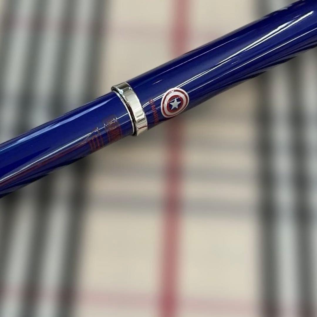 CROSS Marvel Captain America blue ballpoint pen with silver accents on white background