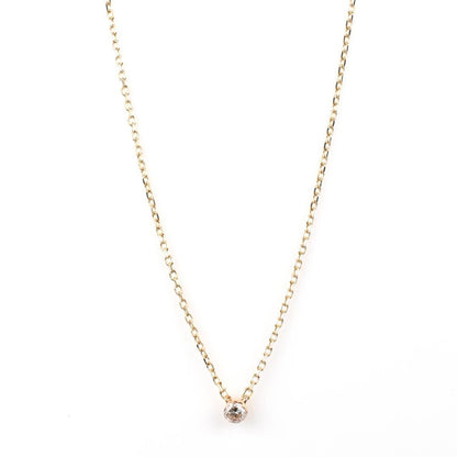 agete Law yellow gold necklace featuring one pearl and a small diamond, 40 cm length with 3 cm adjuster