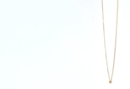 agete Law yellow gold necklace featuring one pearl and a small diamond, 40 cm length with 3 cm adjuster
