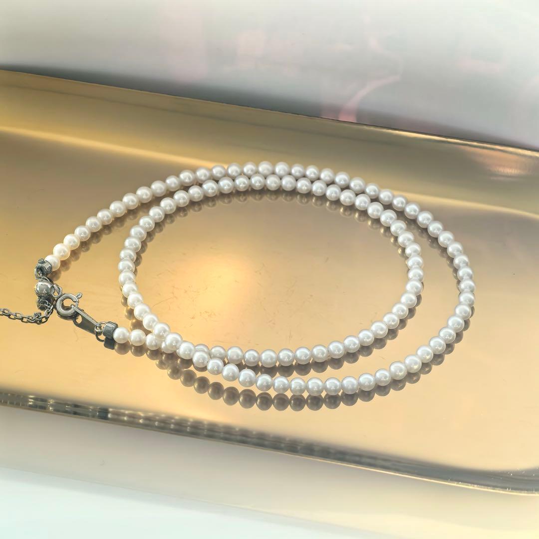 S925 sterling silver long Akoya pearl necklace 3.6mm with heart charm and gift wrapping