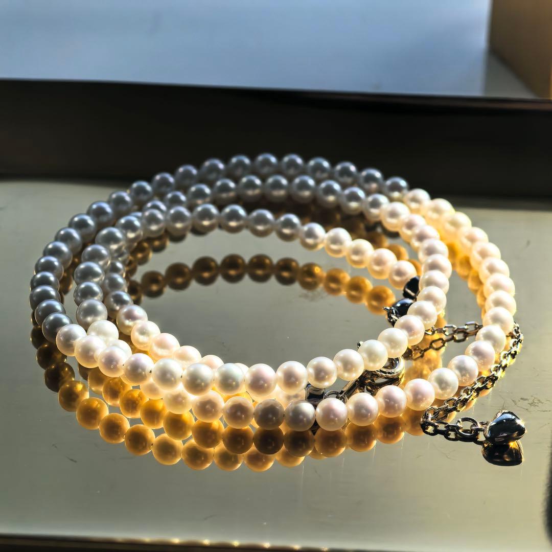 S925 sterling silver long Akoya pearl necklace 3.6mm with heart charm and gift wrapping
