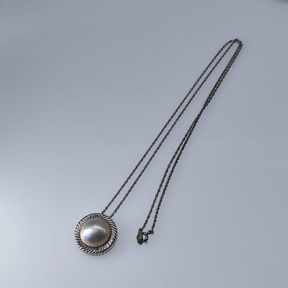 Tasaki pearl necklace with large 15mm mother-of-pearl pearls on a 62cm silver chain with T-Stamp