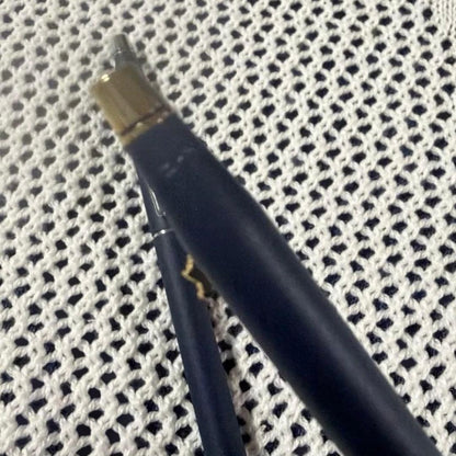 Cross 2-piece ballpoint pen set in gold and silver with navy accents, displayed with gift box and manual