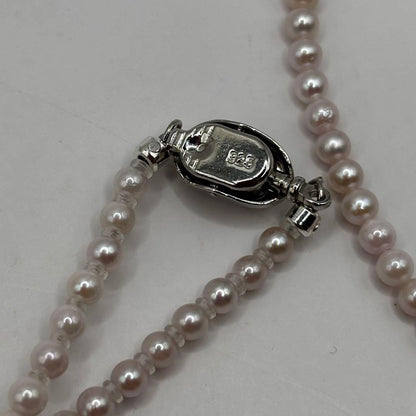 Akoya pearl pink baby pearl long necklace 83 centimeters with 3mm pearls and 925 silver clasp