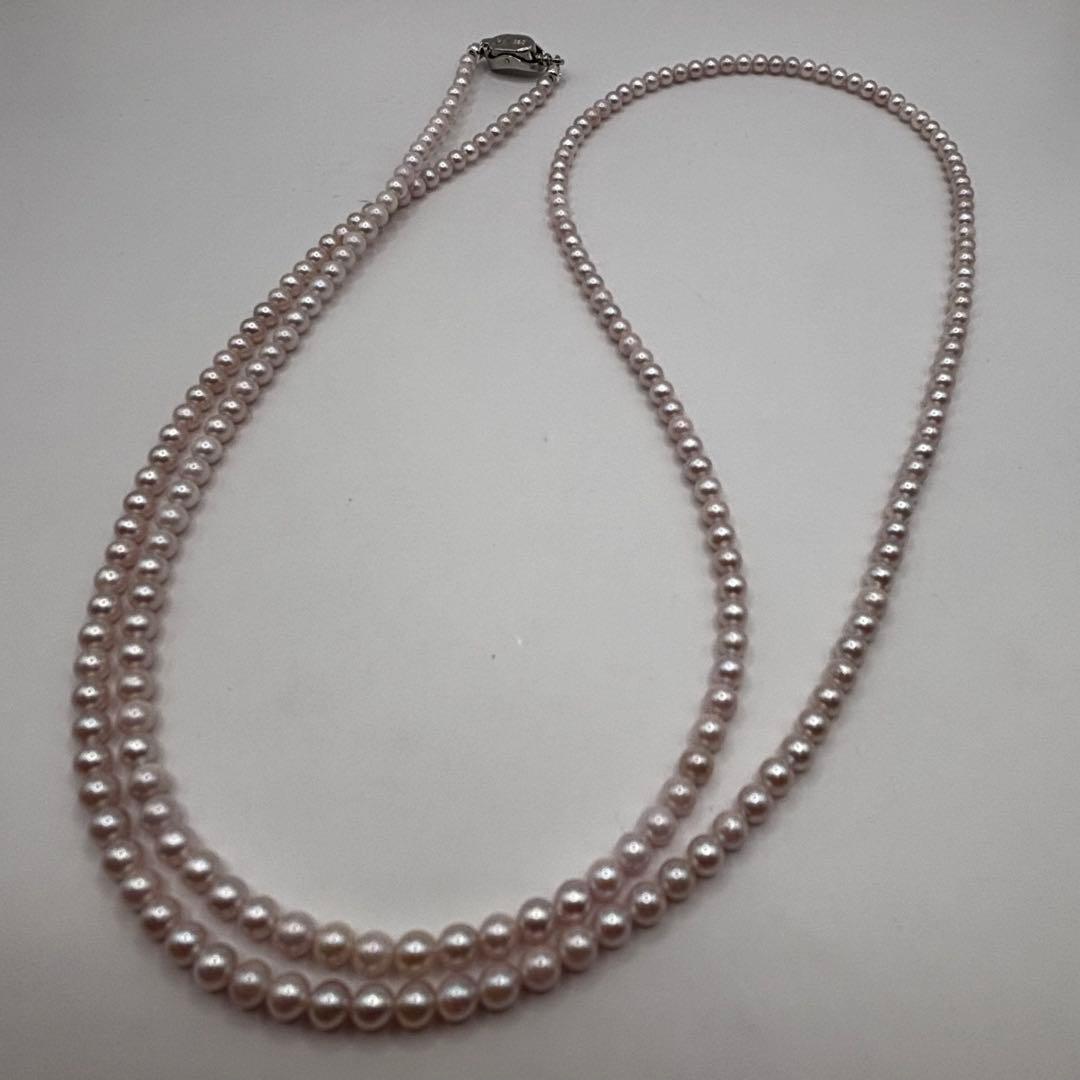 Akoya pearl pink baby pearl long necklace 83 centimeters with 3mm pearls and 925 silver clasp