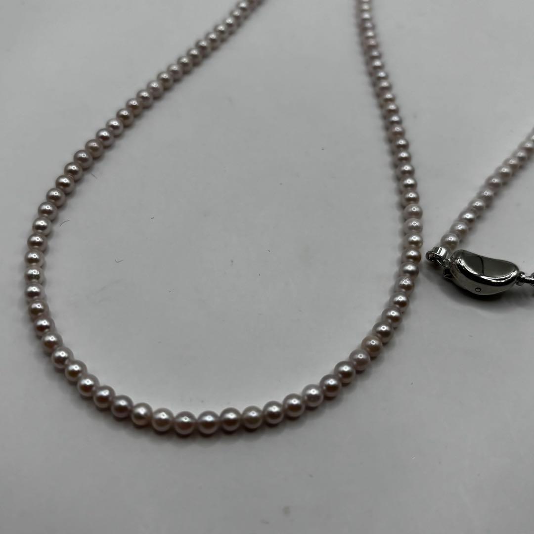 Akoya pearl pink baby pearl long necklace 83 centimeters with 3mm pearls and 925 silver clasp