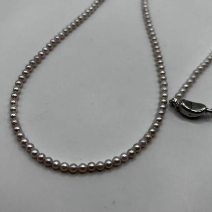 Akoya pearl pink baby pearl long necklace 83 centimeters with 3mm pearls and 925 silver clasp