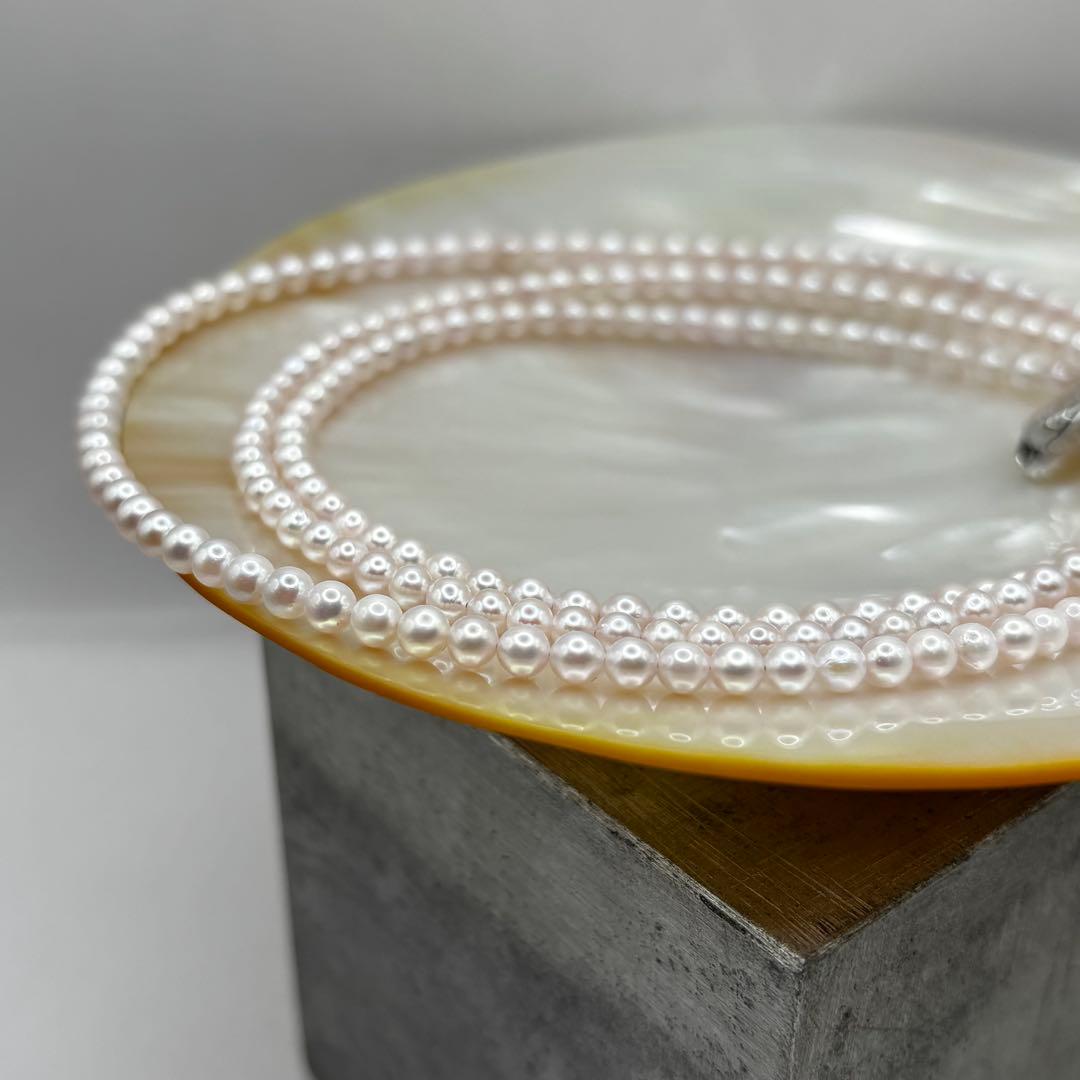 Akoya pearl pink baby pearl long necklace 83 centimeters with 3mm pearls and 925 silver clasp