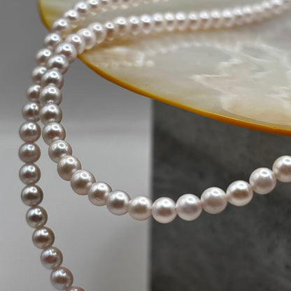 Akoya pearl pink baby pearl long necklace 83 centimeters with 3mm pearls and 925 silver clasp