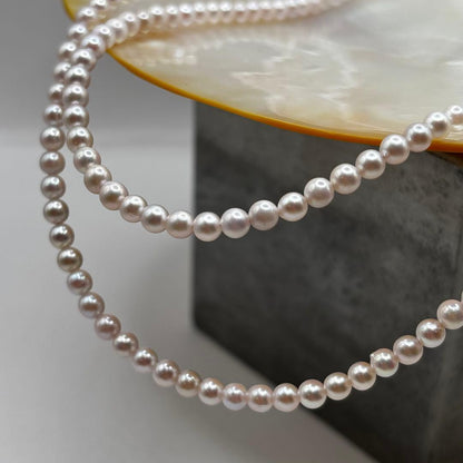 Akoya pearl pink baby pearl long necklace 83 centimeters with 3mm pearls and 925 silver clasp