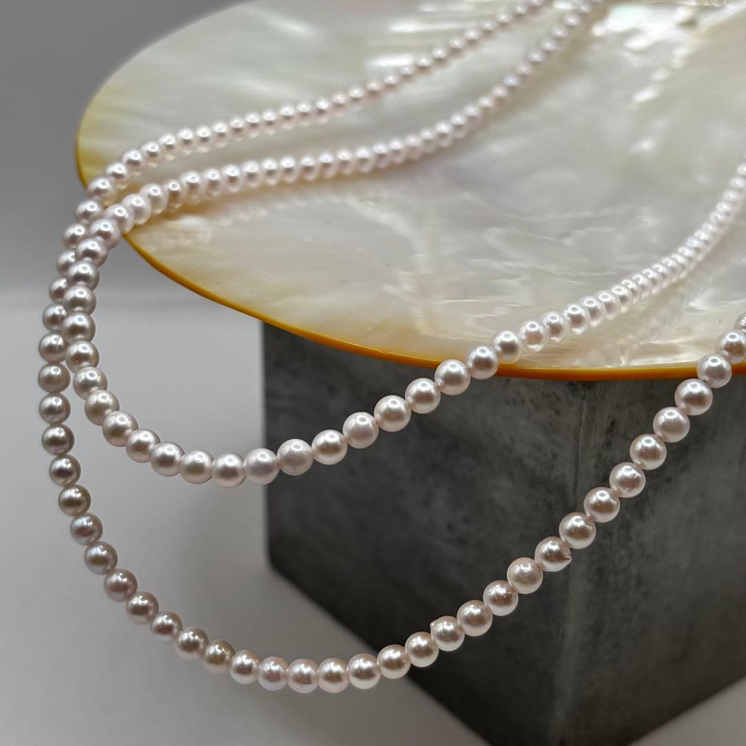 Akoya pearl pink baby pearl long necklace 83 centimeters with 3mm pearls and 925 silver clasp