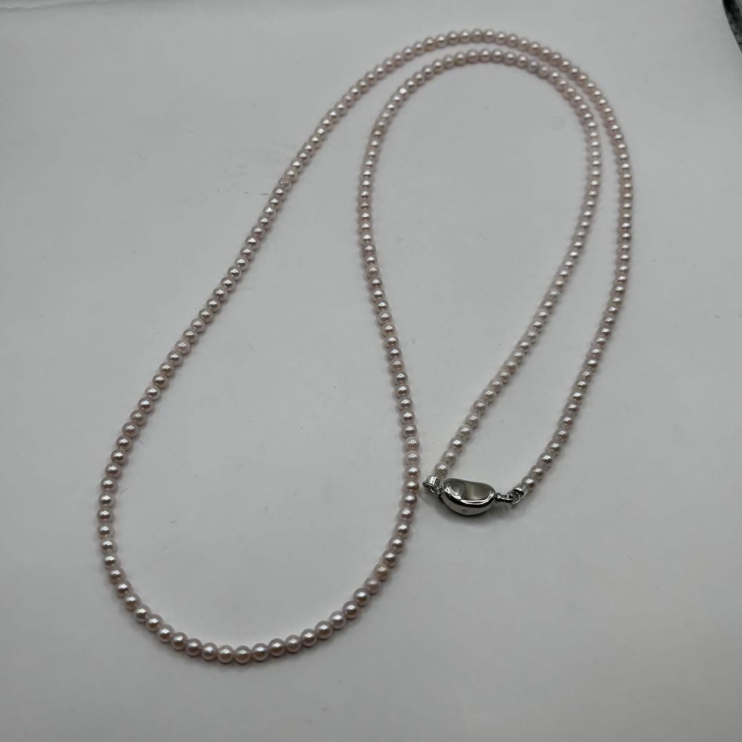 Akoya pearl pink baby pearl long necklace 83 centimeters with 3mm pearls and 925 silver clasp