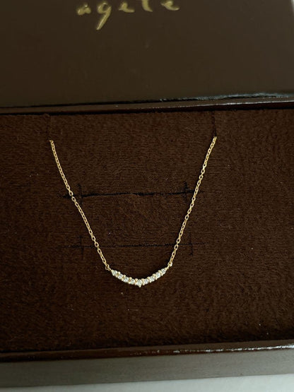 agete Diamond Necklace K18YG with 0.04ct diamond and 40cm yellow gold chain