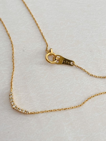 agete Diamond Necklace K18YG with 0.04ct diamond and 40cm yellow gold chain