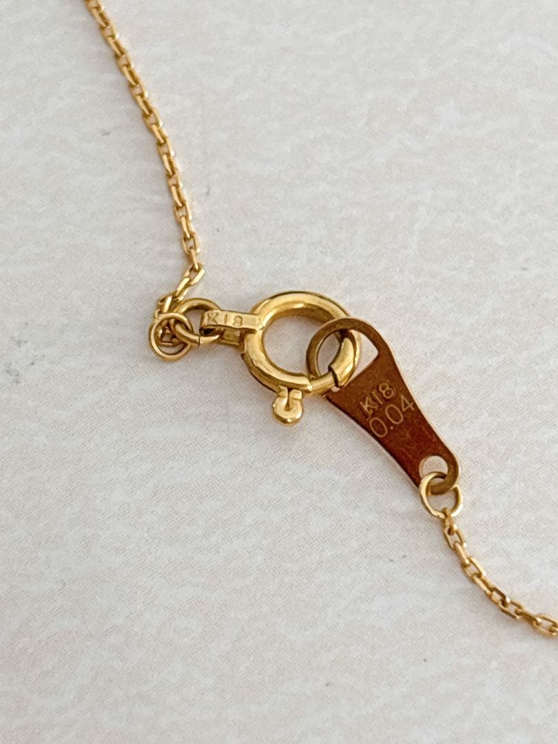 agete Diamond Necklace K18YG with 0.04ct diamond and 40cm yellow gold chain
