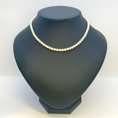 Mikimoto silver necklace with baby pearls sized 4.4-4.9mm, 36 cm length
