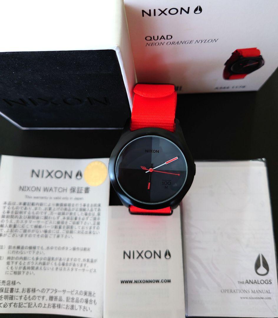 NIXON THE QUAD NEON ORANGE NYLON Quartz Men's Watch — Japanese