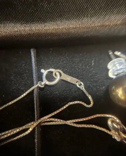 Tasaki large Southern Nacre black pearl necklace in white gold with diamonds and matching platinum pearl earrings set