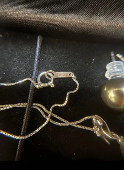 Tasaki large Southern Nacre black pearl necklace in white gold with diamonds and matching platinum pearl earrings set