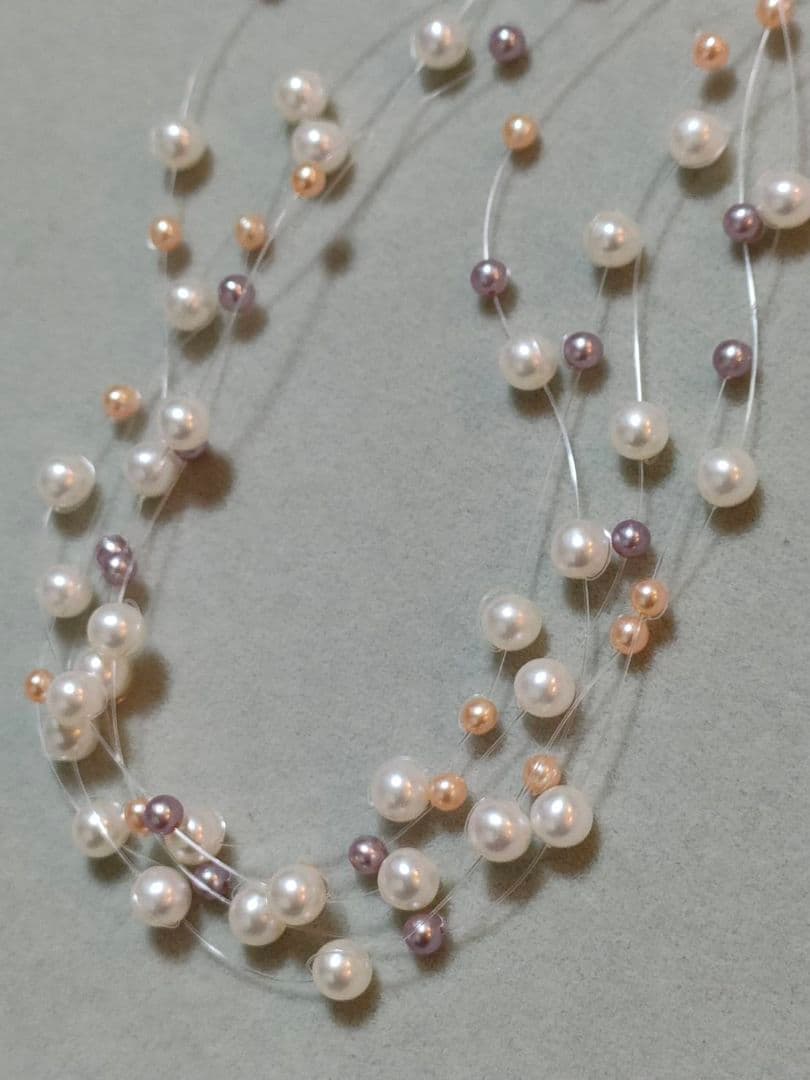 Tasaki multicolor 5 strand freshwater pearl wire necklace with K18 clasp