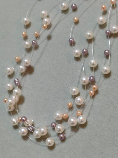 Tasaki multicolor 5 strand freshwater pearl wire necklace with K18 clasp