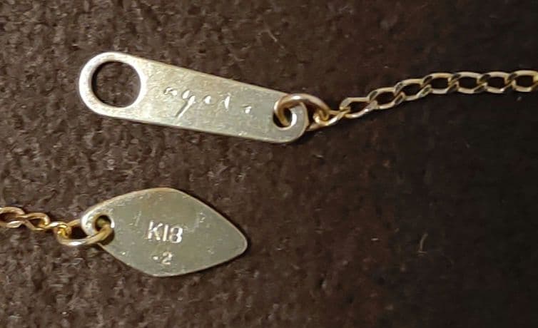 agete K18 gold chain necklace with 0.2 carat diamond pendant and K18 stamp