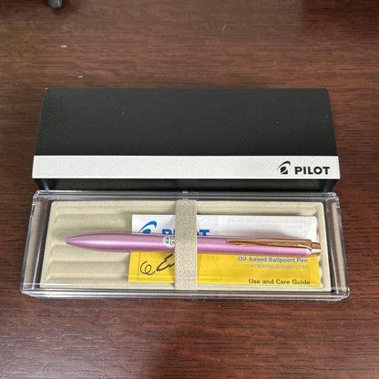 New PILOT pink oil-based ballpoint pen with instruction manual