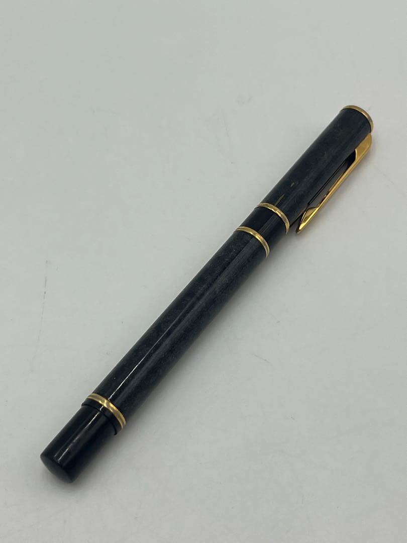 Waterman Fountain Pen Black with fine nib shown from side angle on white background