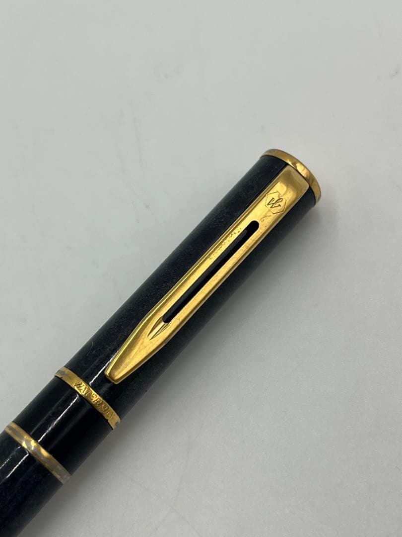 Waterman Fountain Pen Black with fine nib shown from side angle on white background