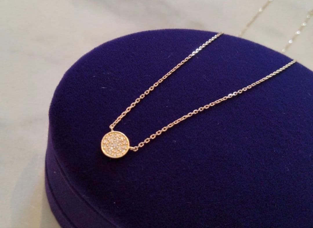 Agete K18 micro setting diamond necklace with clasp and 40cm adjustable chain