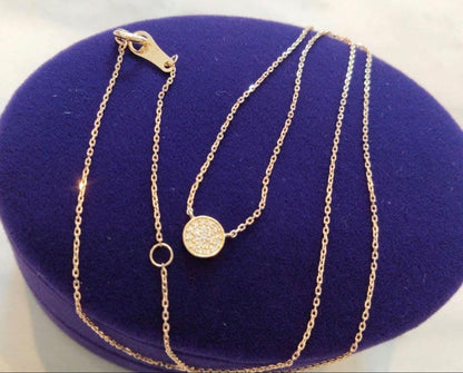 Agete K18 micro setting diamond necklace with clasp and 40cm adjustable chain