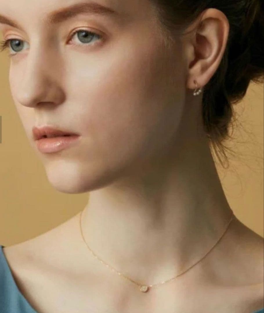 Agete K18 micro setting diamond necklace with clasp and 40cm adjustable chain