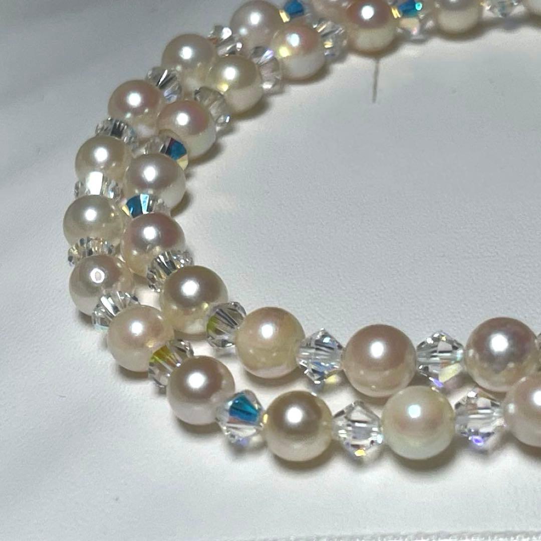 Crystal Akoya pearl necklace featuring 5.5 to 6.0 mm pearls on a 46.5 cm chain M773 design
