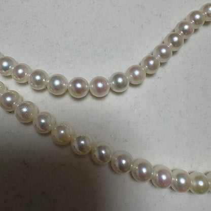 Tenyo Class Akoya pearl necklace and matching earrings with 7.5mm pearls and silver and K18 settings