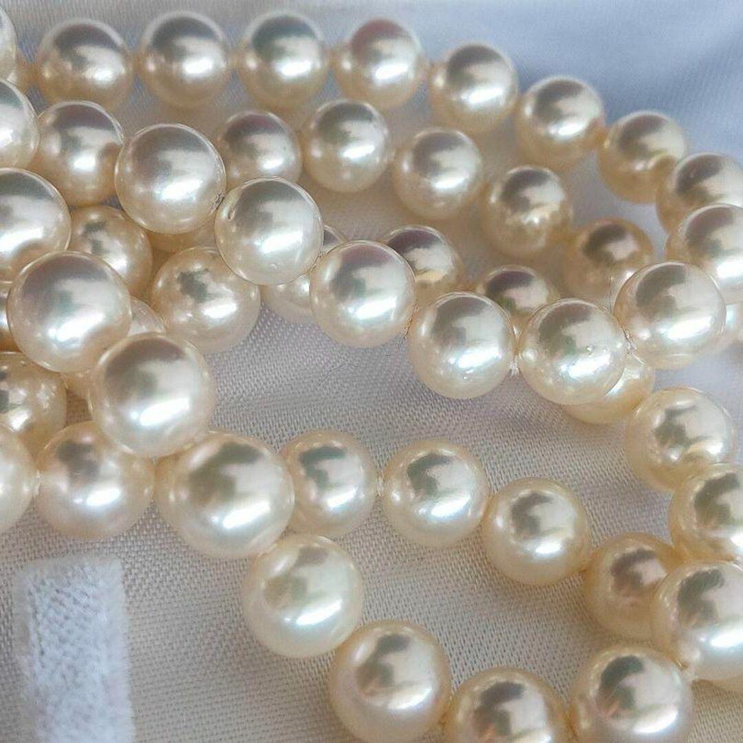 Kuro Pearl Long Necklace with white pearls 6.9-7.4 mm on 66 cm silver SV925 chain