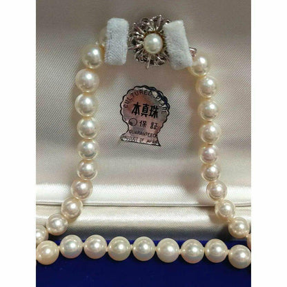Kuro Pearl Long Necklace with white pearls 6.9-7.4 mm on 66 cm silver SV925 chain