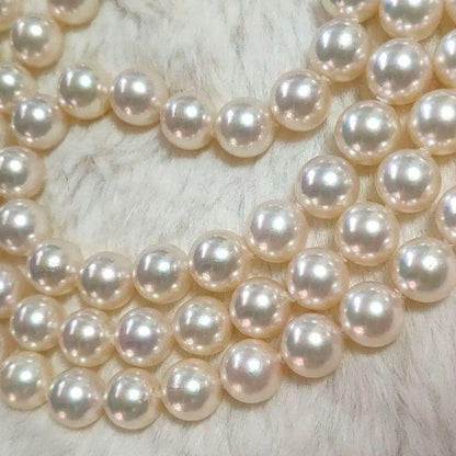 Kuro Pearl Long Necklace with white pearls 6.9-7.4 mm on 66 cm silver SV925 chain