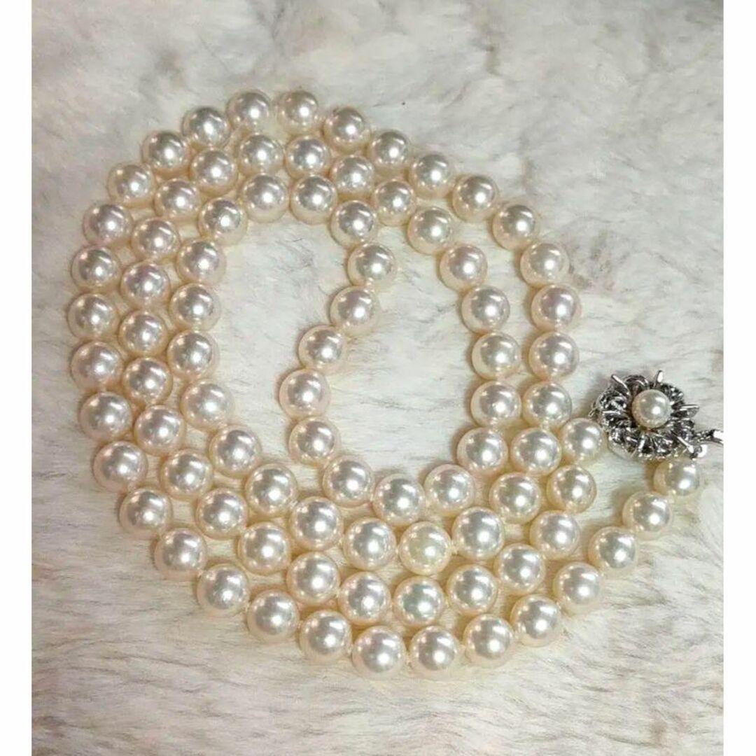 Kuro Pearl Long Necklace with white pearls 6.9-7.4 mm on 66 cm silver SV925 chain