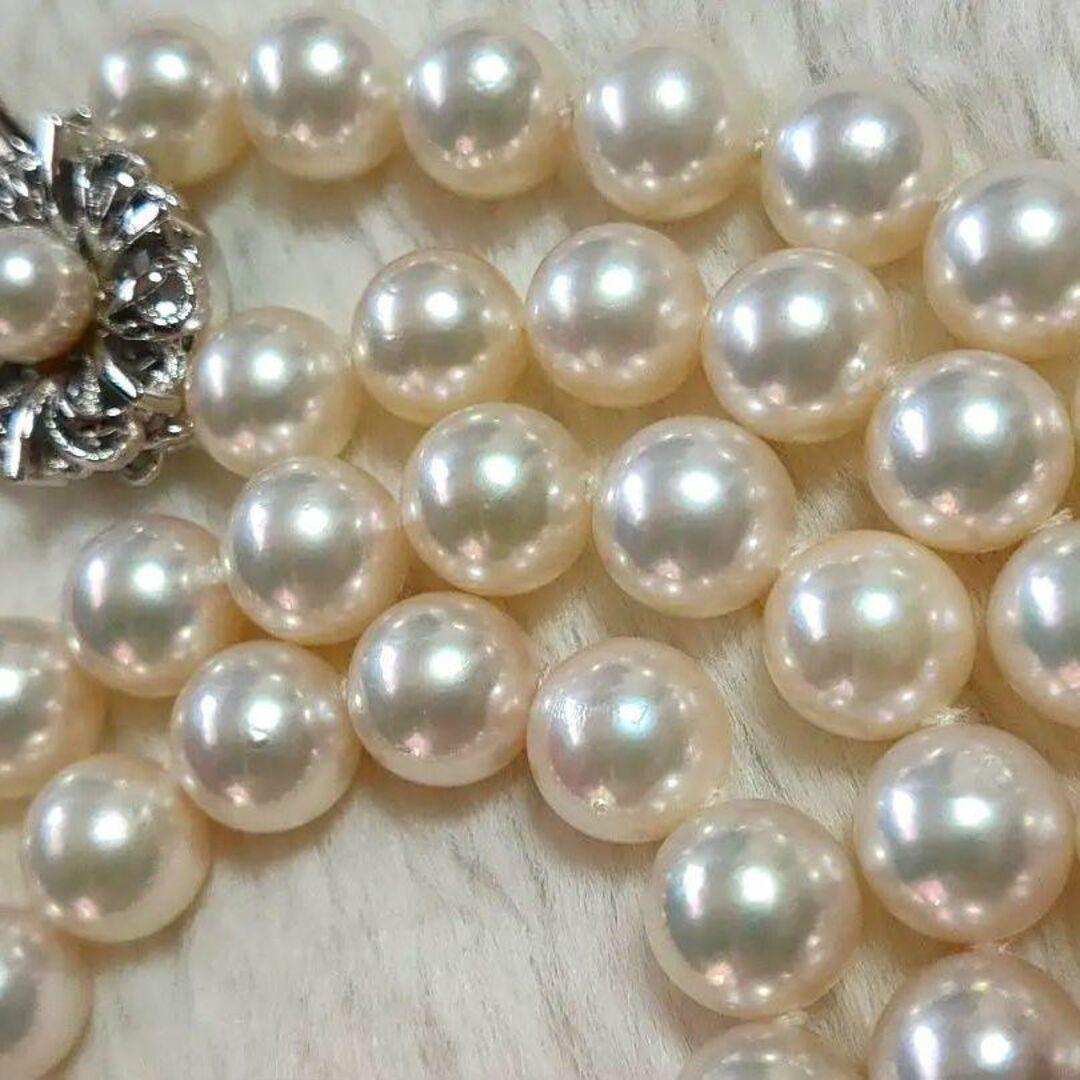 Kuro Pearl Long Necklace with white pearls 6.9-7.4 mm on 66 cm silver SV925 chain