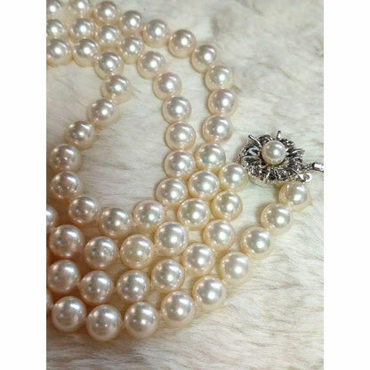 Kuro Pearl Long Necklace with white pearls 6.9-7.4 mm on 66 cm silver SV925 chain