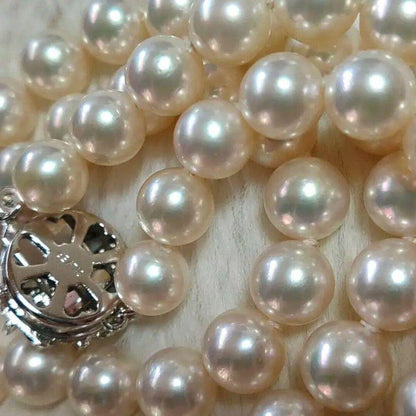 Kuro Pearl Long Necklace with white pearls 6.9-7.4 mm on 66 cm silver SV925 chain